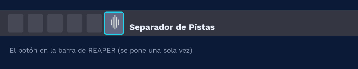 El botón del Separador de Pistas en la barra de herramientas de REAPER